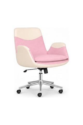 Upstyle Lodos Kumaş Ergonomik Çalışma Koltuğu Pembe Krom 66 125 65 Cm Toz Pembe / Krem Detay