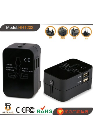 Geeksen Hht202 Evrensel Seyahat Şarj Adaptörü - Siyah, 6 Lü, 2 Usb 2.1a, 1350w, Ac100-250v, Le Akıllı Koruma, Abs+pc, Ce/fcc/rohs Onaylı
