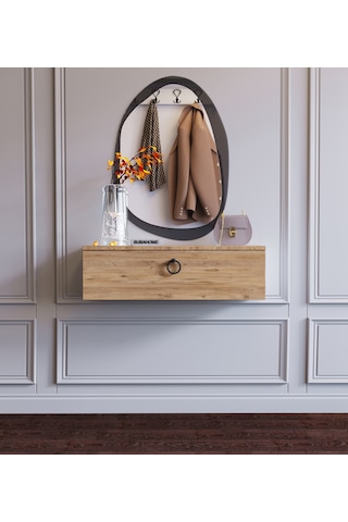 80 Cm Duvara Monte Ahşap Makyaj Masası Organizatör Modern Dresuar Ahşap