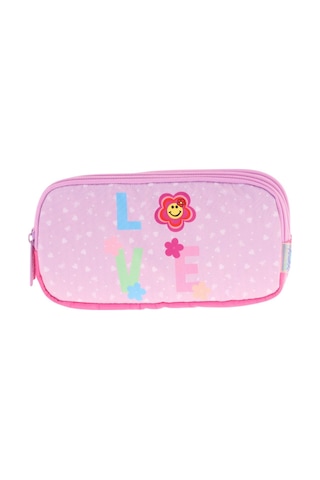 Kaukko Kids Üç Bölmeli Pembe Lila, Love Desenli, Kız Çocuk Okul Kalem Çantası - L8211 Kırmızı - Pembe