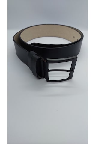 Erkek Kemer Çocuk Yetişkin Siyah Kare Tokalı Deri Kemer Siyah