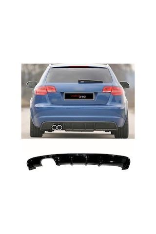 Audi A3 8P 4 Kapı S3 Arka Ek Difüzör Piona Black 2008 - 2010 Sol
