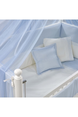 Meltem Kids Mondo İncili Mavi Pamuklu Bebek Uyku Seti 60 x 120 CM Mavi