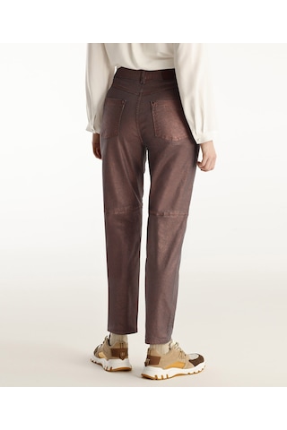 Yargıcı Kesik Detaylı Yüksek Bel Düz Kesim Pantolon Bakır
