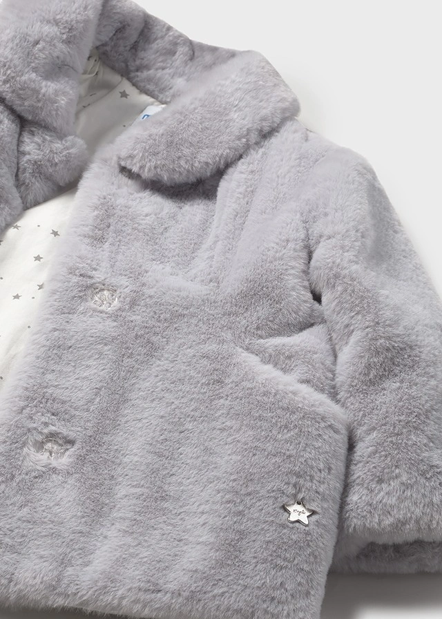 Mayoral 2434-48 Kız Bebe Gri Pelüş Mont Gri