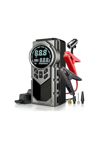 Akü Takviyeli Lastik Şişirme Hava Kompresörü, 150 Psı Güçlü Hava Basıncı, 8000 Mah Uzun Şarj Ömrü, Akü Jum