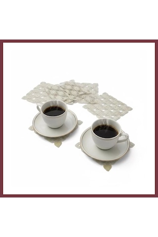 Storeşahin 6 Lı Dantel Kahve Sunumluğu 15x15 Cm Asorti Desenli Şık Bardak Altlığı Shn0720