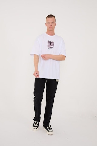 Charlie Chaplin Siyah-beyaz Nakışlı Unisex T-shirt Beyaz