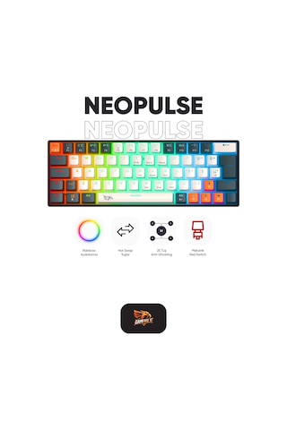 Neopulse Mekanik Klavye Gaming Klavye Red Switch Rainbow 63 Tuşlu Gasket Klavye Mini 12mod Beyaz