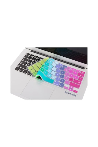 Apple Uyumlu MacBook Air Pro Klavye Koruyucu 13-15-17Inc İngilizcetürkçe Ustip Yeşil Pembe