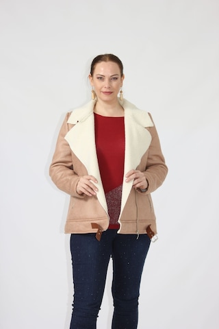 Moda Berray 3263 Kısa İçi Kürklü Eteği Kemer Detaylı Kaban Kahverengi