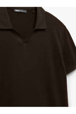 Koton Dokulu Regular Fit Kısa Kollu V Yaka Polo Tişört Haki 5sam10030mk Haki