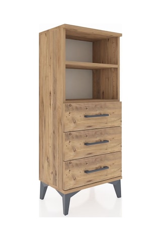 Arges Komodin 2 Raflı 3 Çekmeceli 44x30x106 Çam-çam Çam