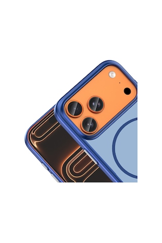 Apple iPhone Uyumlu 17 Pro Max Kılıf M-safe Şarj Özellikli Zore Lora Pc Kapak - Lacivert