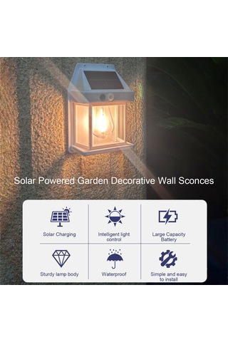 Maiyame Dış Mekan Güneş Enerjili Duvar Lambası, İnsan Algılama, 3 Mod, 1800mah Pil, Sıcak Işık, Bahçe/ev Bahçesi, Beyaz Jy-369 Beyaz