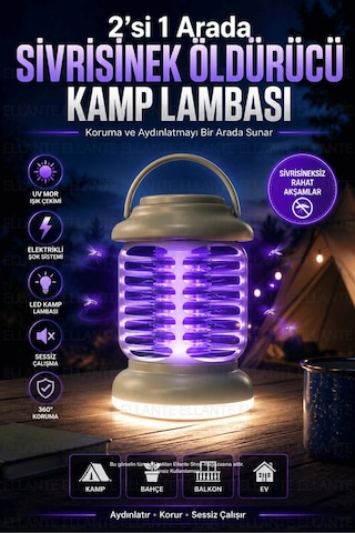 Usb Şarjlı Led Sivrisinek Öldürücü Kamp Lambası Uv Mor Işıklı Elektrikli Sinek Kovucu Bahçe Balkon Ç