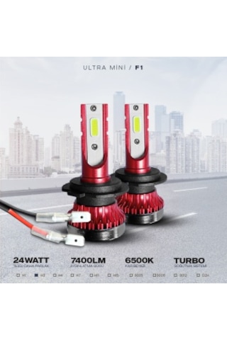 F1 H3 Mini Kar Beyazı Led Xenon Far Led Zenon Ampulü Şimşek Etkil