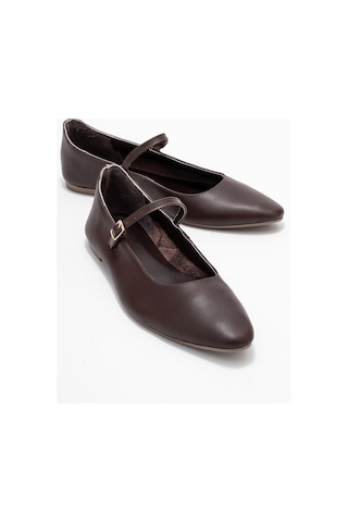 Luvishoes Luvi Shoes Lunaıre Kahverengi Hakiki Deri Tek Bantlı Sivri Burun Kadın Babet Ayakkabı Kahverengi