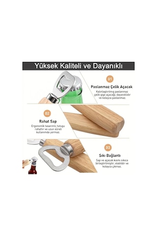 Ivory Açacak Ahşap Saplı Şişe Açacağı Kapak Açıcı Soda , Gazoz Açacağı Şişe Açacak