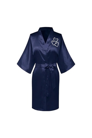 Flybuy Kadın İpek Bornoz, Uzun Kollu, Sıcak, Rahat, Büyük Boy Mavi