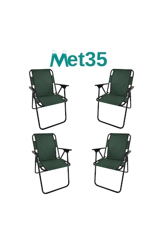 Met35 Katlanır Piknik Sandalyesi-4lü-yeşil Yeşil