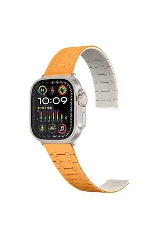 Mobilteam Apple Uyumlu Watch 7 41mm Krd-111 Çizgili Desenli Silikon Kordon-turuncu