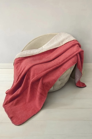 Yeşilhome Çift Kişilik Pamuk Battaniye, Çift Taraflı Battaniye Pembe-krem Pembe