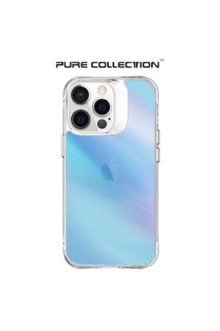 Bix iPhone Uyumlu 13 Pro Pure Rainbow Renk Geçişli Şeffaf Kılıf Çizilmeye Dayanıklı Darbe Emici Parmak İzi Önleyici Mavi