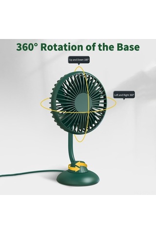 Fortunelane 12/24v Araç Fani Usb Döner 360 Derece 5w Sessiz Ev Araba Ofis Kullanıma Uygun Kompakt Yeşil Renkli