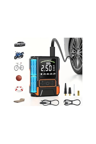 Xuweiwei Taşınabilir Dijital Hava Kompresörü Led Ekranlı Kablolu Kablosuz Çift Amaçlı Şişiriciler Araba Motosiklet Bisiklet Spor Topu