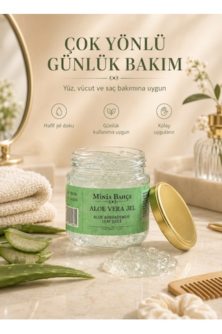Minia Bahçe Yüz, Vücut, Saç ve Saç Derisi İçin Aloe Vera Jel 75 G