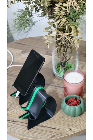 Dalga Formunda Telefon Standı Siyah-yeşil