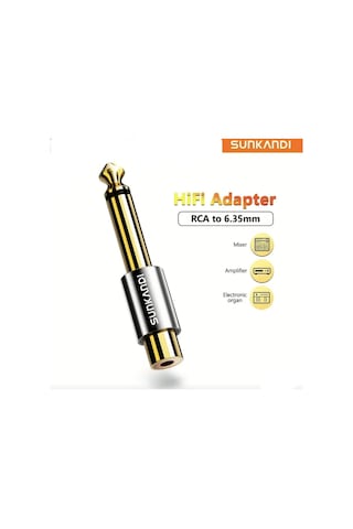 Sunkandı Rca To 6.5mm Rca 1/4 İnç Ses Adaptörü,hifi Ses Teknolojisi Ce Lisanslı 6.35mm Mono Fiş Erkek - Rca Dişi Konnektörler Gitar, Amplifikatörler, Hoparlörler İçin 1 Adet