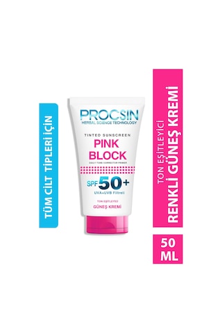 Procsin Pink Block Aydınlatıcı ve Ton Eşitleyici Güneş Kremi SPF50+ 50 ML