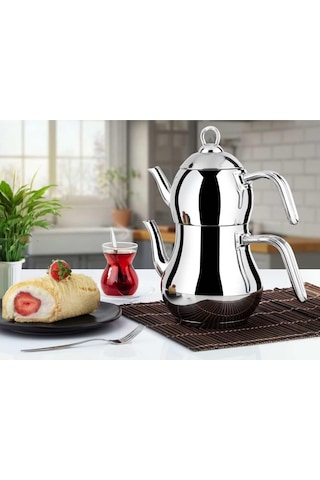 Lines Şahmeran Mega Boy Metal Kulp Çelik Çaydanlık