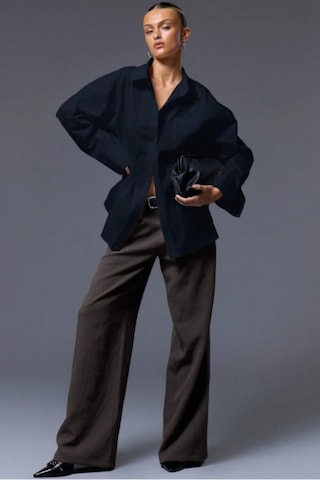 Tarz Cool Kadın Oversize Gömlek Uzun Kollu Basic Salaş Kesim Poplin Trend Şık Günlük Gömlek Lacivert