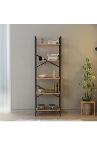 Hera 5 Raflı Metal Dar Kitaplık Atlantik Çam 60cm
