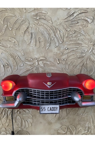 Isıklı Cadillac Duvar Obje Araba, Kırmızı
