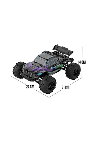 Uzaktan Kumandalı 10 Fonksiyonlu LED Işıklı Şarjlı 1:16 Ölçekli 2.4Ghz 50km/h Off-Road Oyuncak Araba