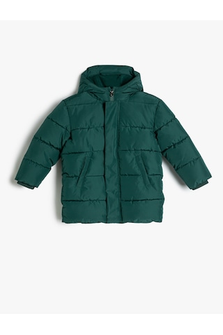 Koton Şişme Mont Kapşonlu Cep Detaylı Yeşil 5wkb00008tw Yeşil