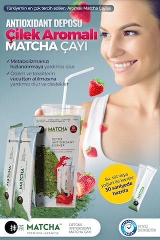 Matcha Premium Japanese Çilek Aromalı Burner Form Çayı 2'li