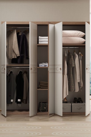 Modalife Alvin Aynalı 5 Kapaklı Gardırop Sarı Meşe