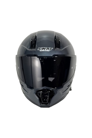 Sway 868 Full Face Motosiklet Kaskı Gri Siyah