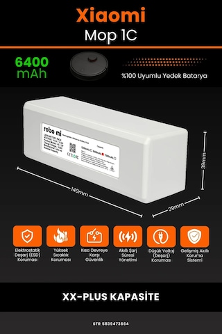 Xiaomi Mi Vacuum Mop 1c 6400mAh Robot Süpürge Bataryası