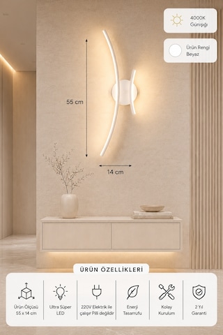 Yumi Modern Led Duvar Apliği Günışığı Beyaz