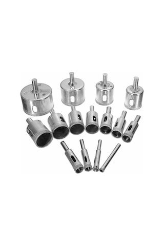 Yunboo 15 Parça Elmaslı Cam Delici Seti - 6mm'den 50mm'ye Kadar Çeşitli Boyutlar, Cam, Tuğla, Mermer İçin Hızlı Kesim