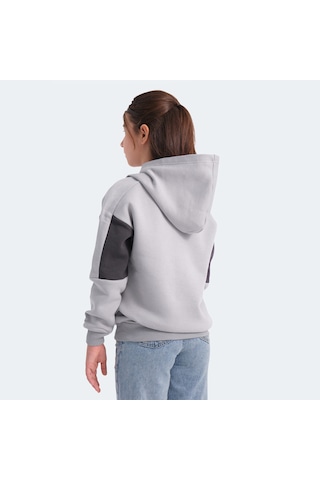 Slazenger LAYNE Çocuk Kapüşonlu Cepli Gri - Siyah Sweatshirt