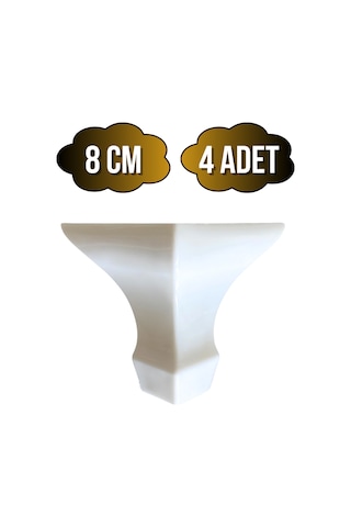 Lükens Beyaz 8cm Plastik Ayak Mobilya Masa Ve Dolap Ayağı 8cm Beyaz 4 Adet Beyaz