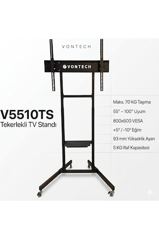 Vontech V5510ts 55-100'' Tekerlekli Ayaklı Tv Fuar Standı