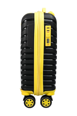 Pp Underseat Küçük Boy Siyah-sarı Valiz 46x34x19 Cm 4 Tekerlek Şifreli Kilit Altın